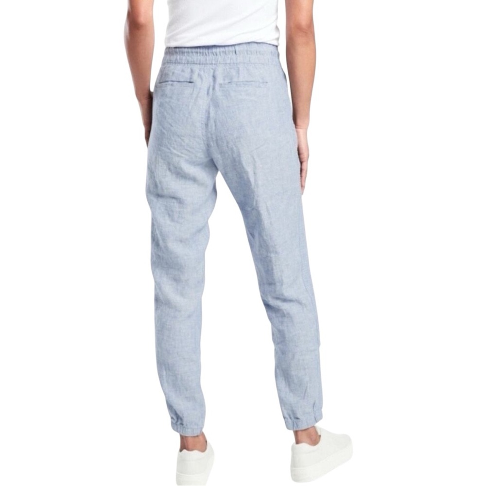 Athleta Cabo Tide Linen Jogger Pants Women’s Size 8 Blue - Picture 2 of 10